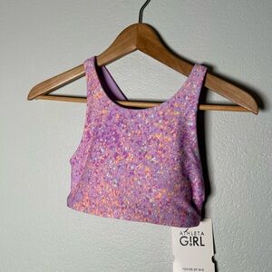 Athleta Girl reversible Swim top high neck purple speckled sz 14